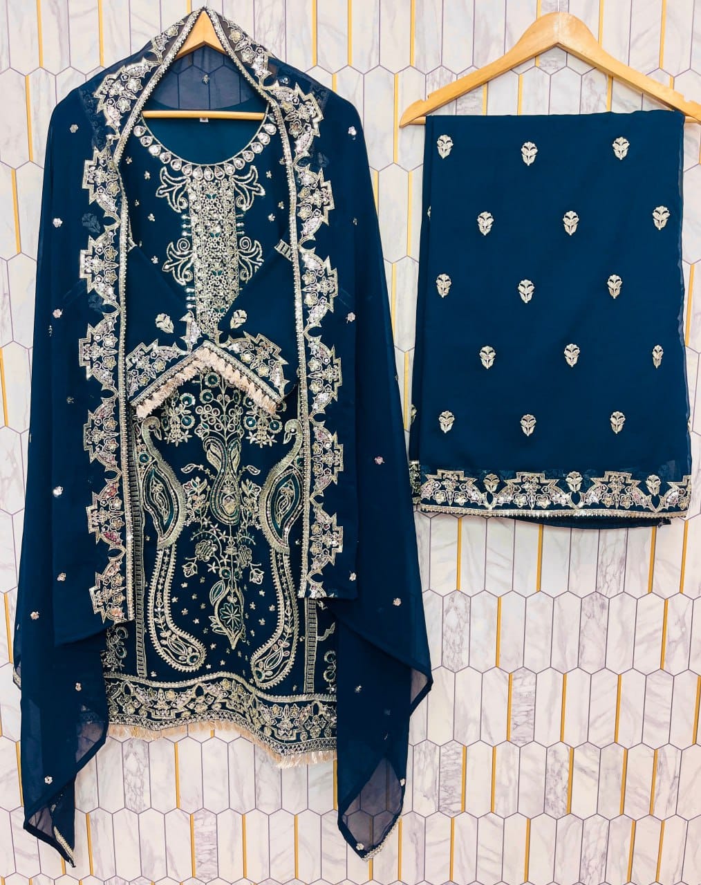 Noor Elegance Fox Georgette Embroidered Suit Set