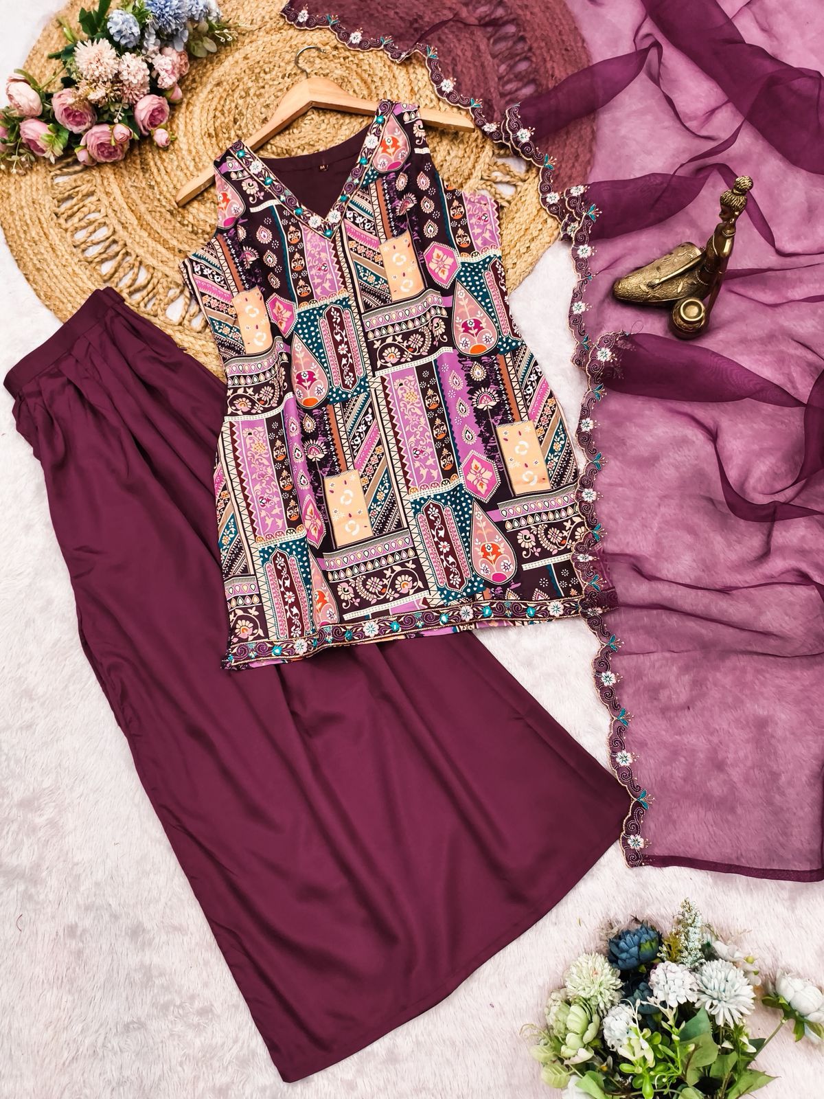 Ira Luxe Modal Satin Embroidered Kurta Set