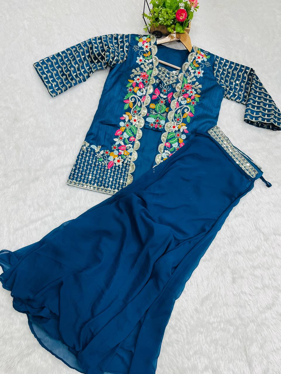 Designer Embroidered Lehenga Set with Shrug