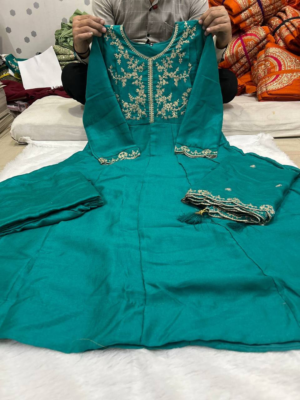 Cording Heavy Full Work Anarkali Suit Set