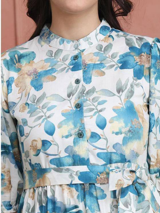 New Launching Western Kurti with Belt Blue Color