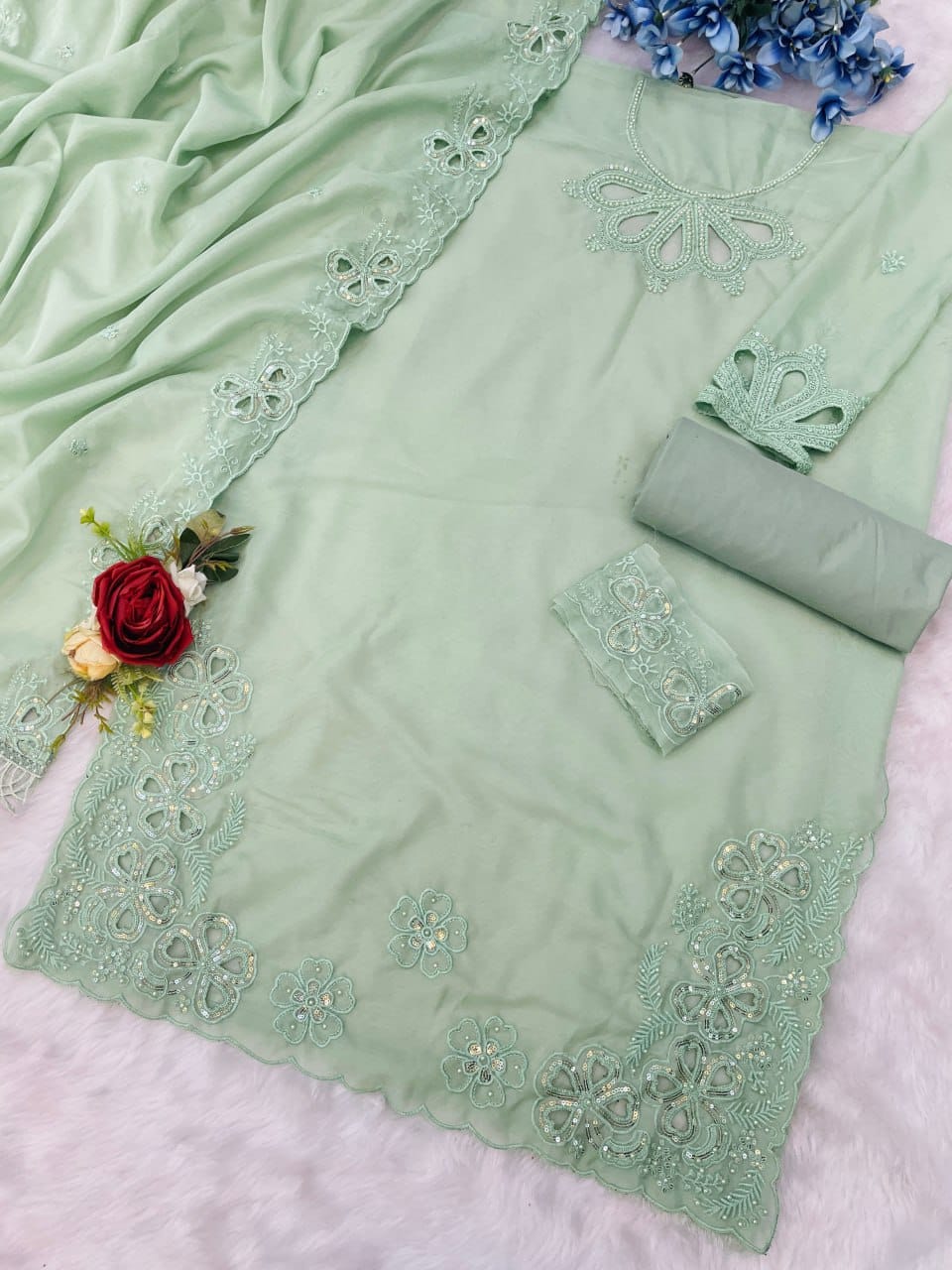 Jimmy Choo Suit Set with Sequence & Moti Work