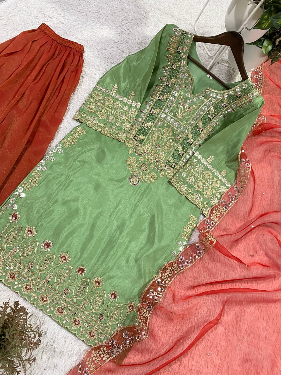 Designer Cording Sequins Plazzo Set