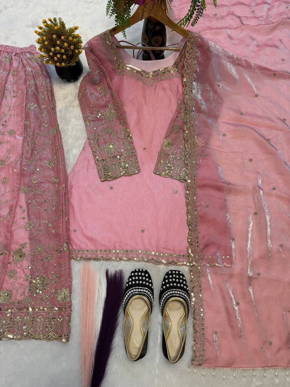 Frendy Silk Zari Plazzo Set