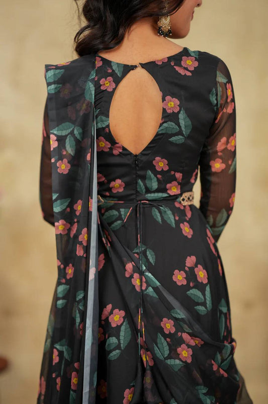 Alfino Chiffon Draped Gown