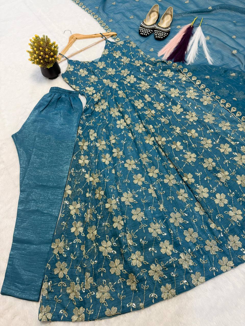 Crushi Silk Anarkali Set