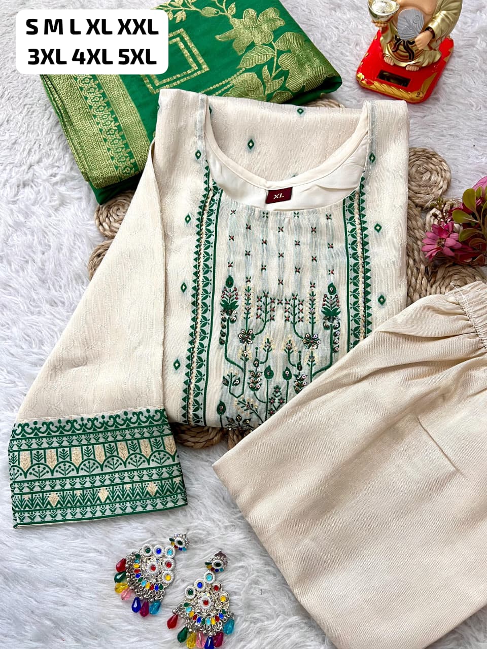 Simmer Jacquard Silk Handwork Suit Set