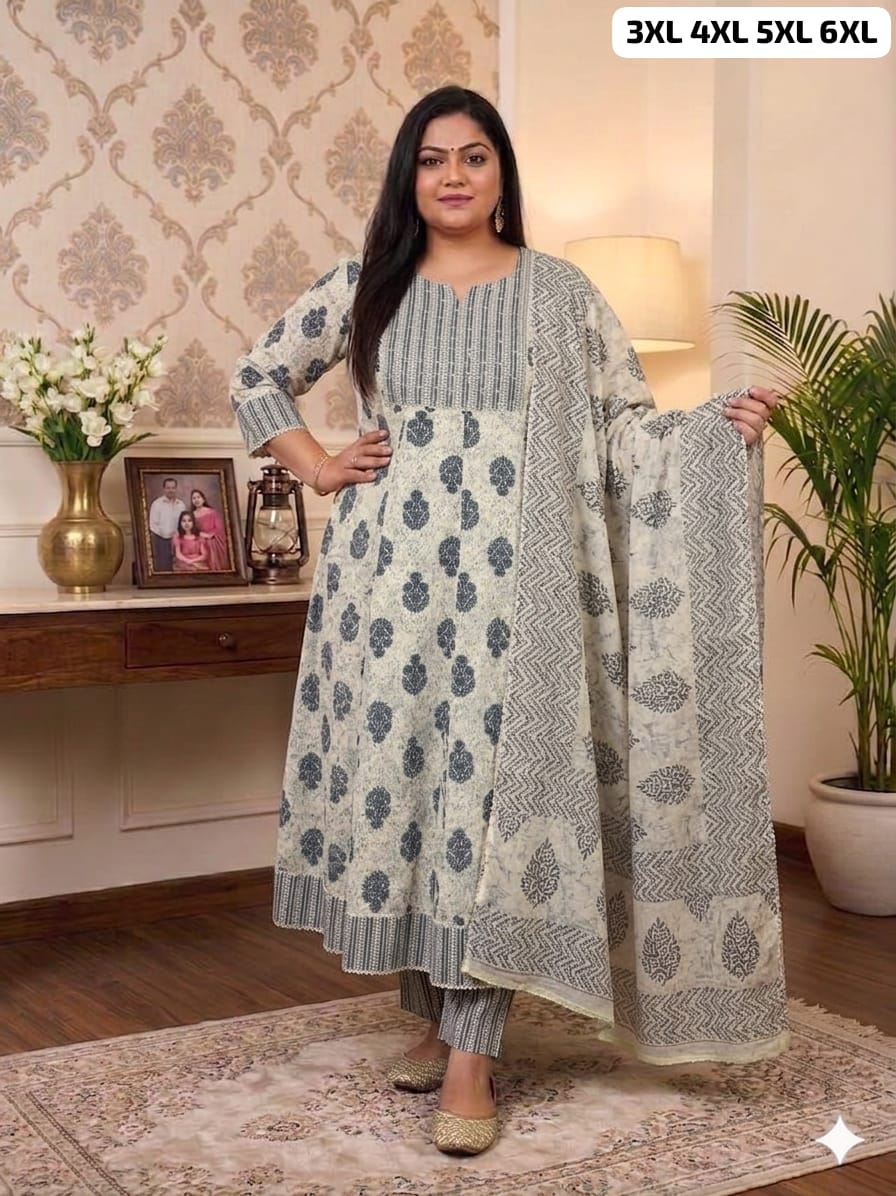 Pure Cotton Anarkali Suit Set