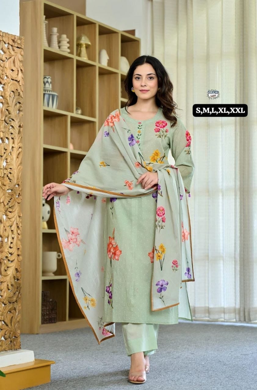 Premium Cotton Anarkali Kurti Set with Malmal Dupatta
