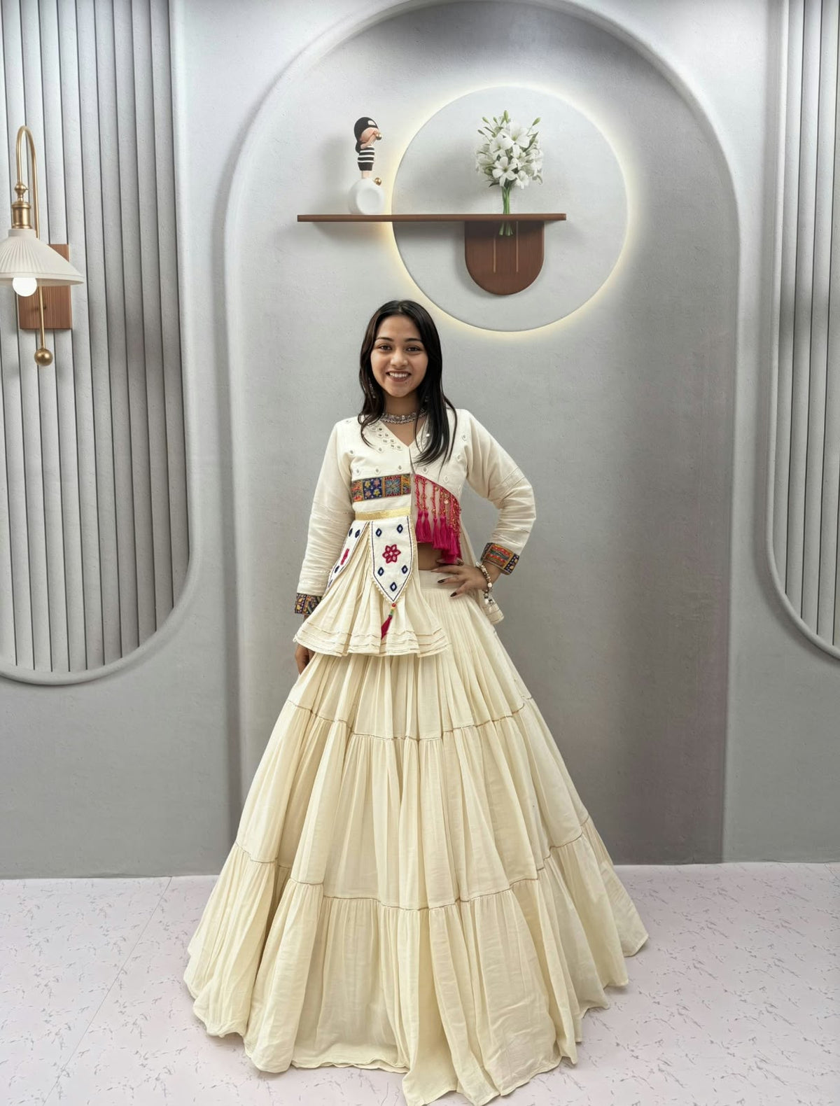 Pure Cotton 9 Meter Big Flair Hand Work Lehenga Set