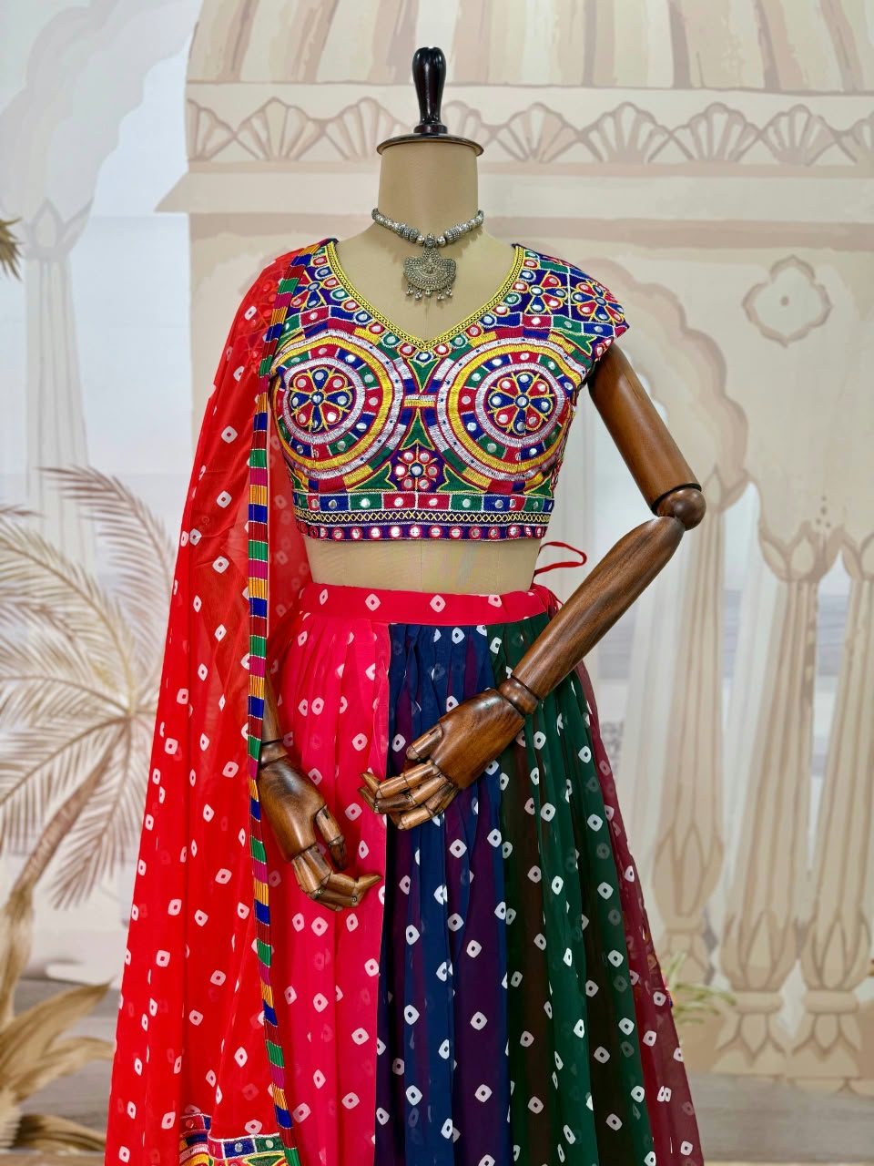 Embroidered Faux Georgette Lehenga
