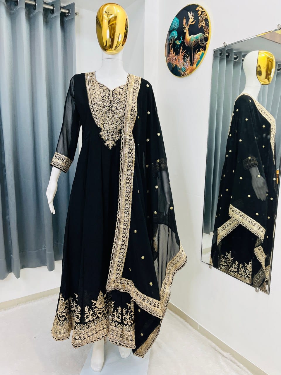 Embroidered Blooming Fox Georgette Gown Set