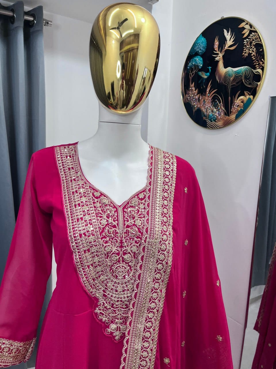 Embroidered Blooming Fox Georgette Gown Set