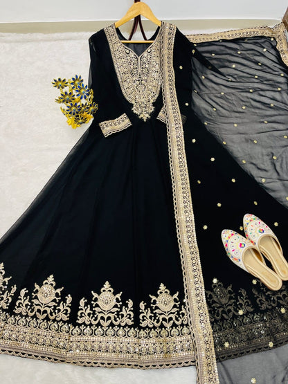 Embroidered Blooming Fox Georgette Gown Set