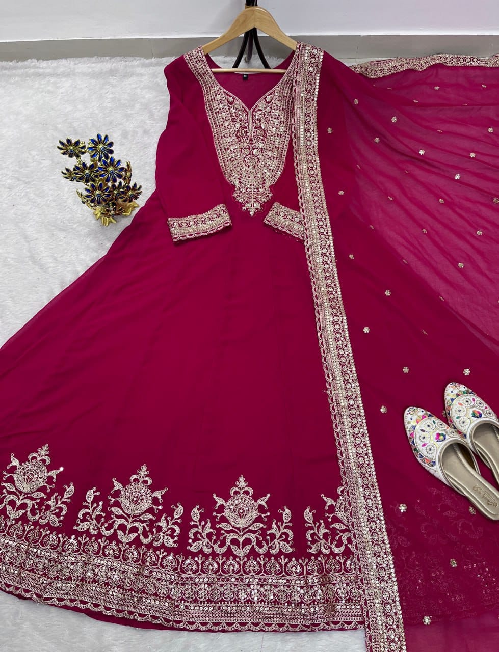 Embroidered Blooming Fox Georgette Gown Set