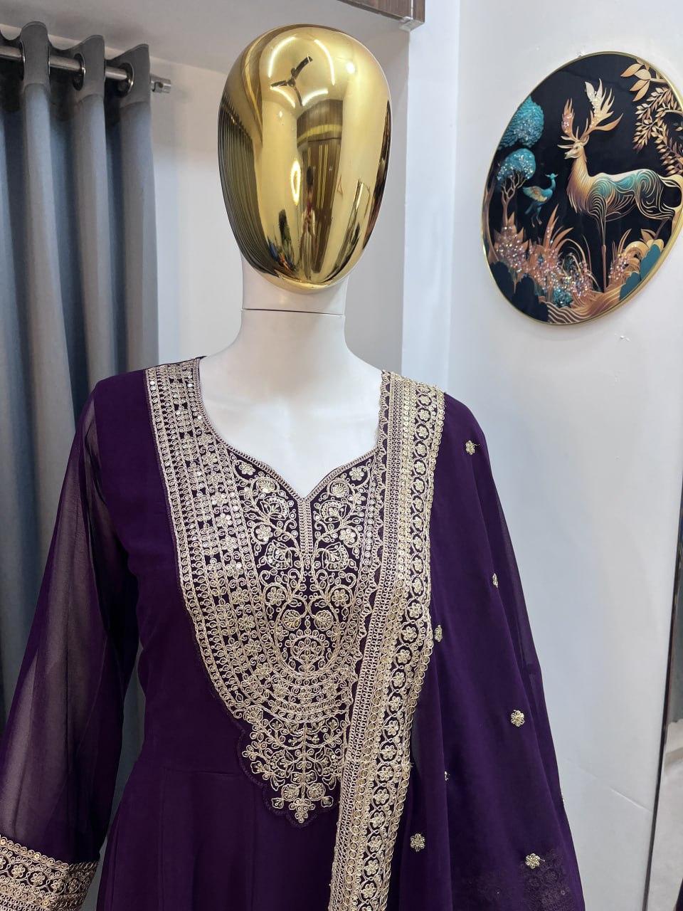 Embroidered Blooming Fox Georgette Gown Set