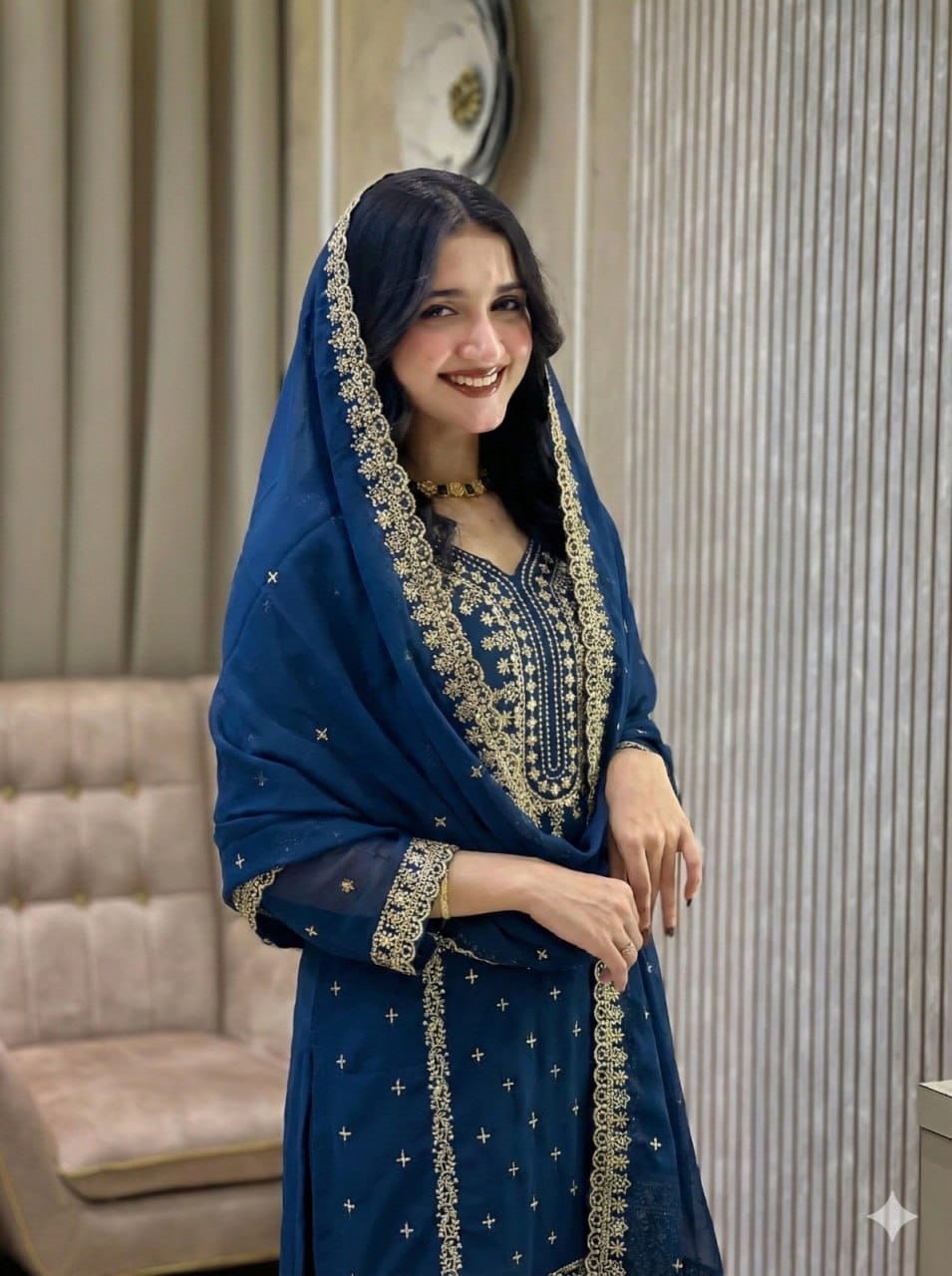 Embroidered Faux Georgette Suit Set