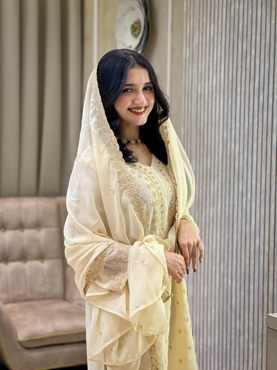 Embroidered Faux Georgette Suit Set