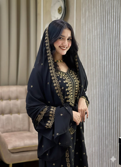Embroidered Faux Georgette Suit Set