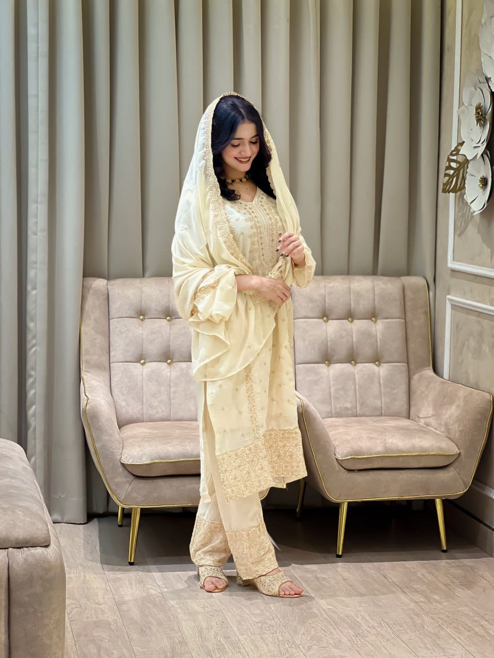 Embroidered Faux Georgette Suit Set