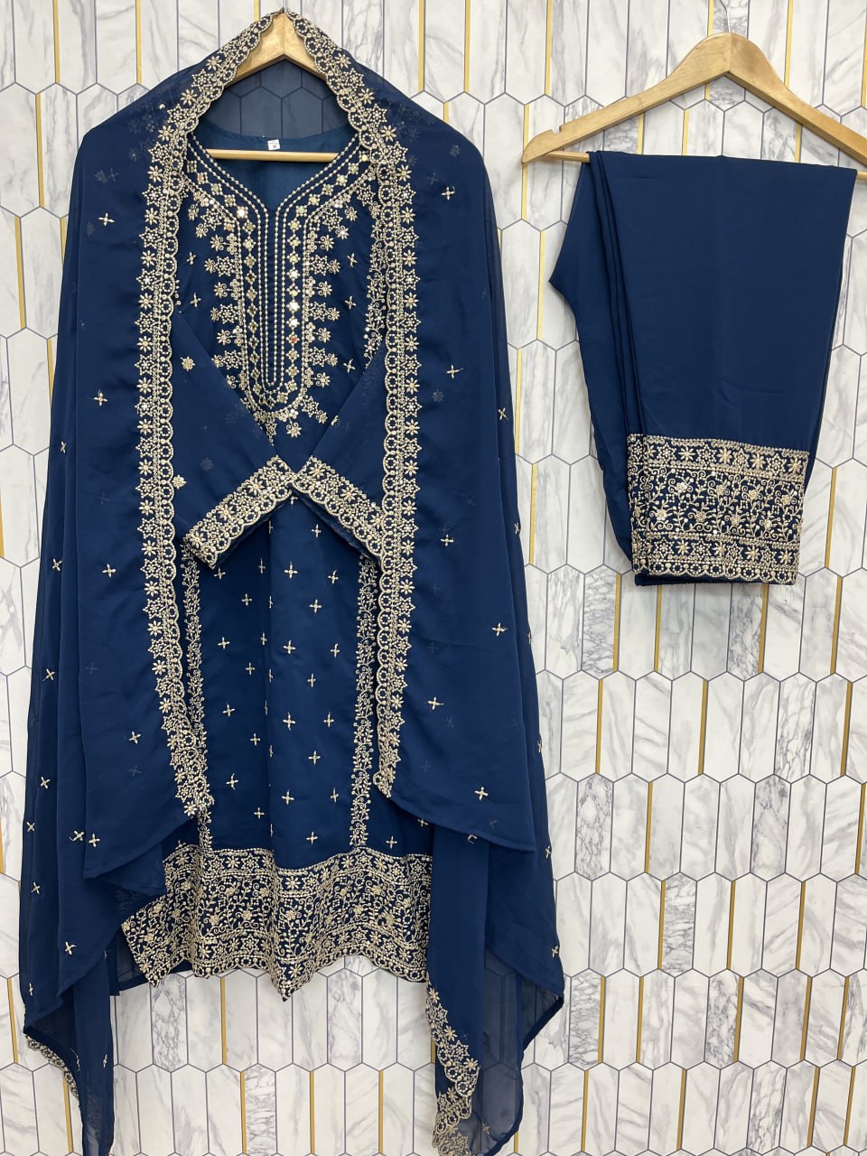 Embroidered Faux Georgette Suit Set