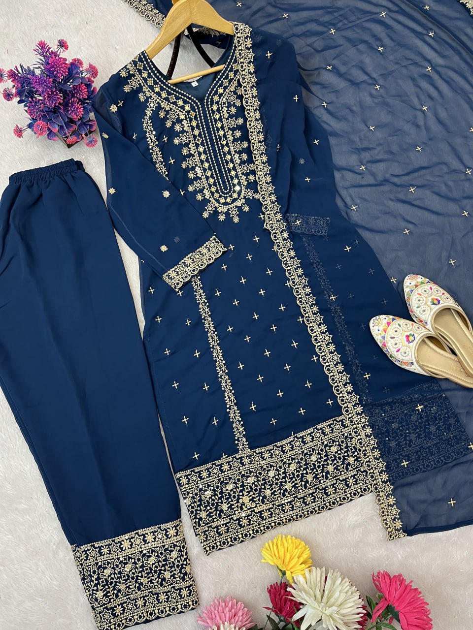 Embroidered Faux Georgette Suit Set