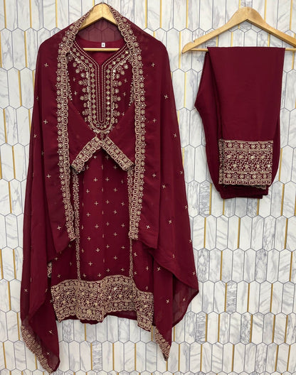 Embroidered Faux Georgette Suit Set