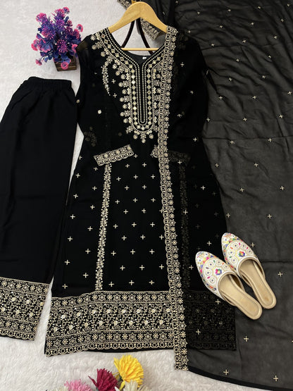 Embroidered Faux Georgette Suit Set