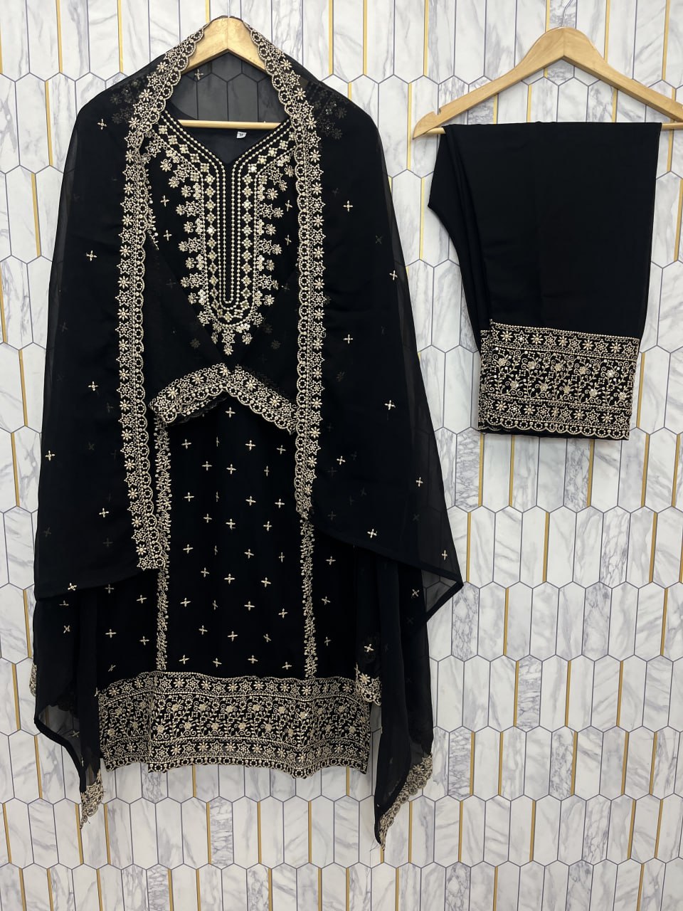 Embroidered Faux Georgette Suit Set