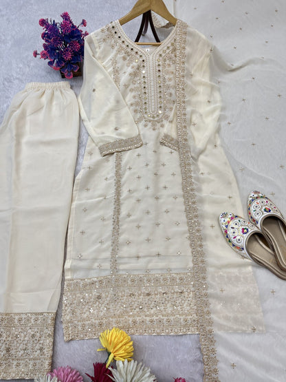 Embroidered Faux Georgette Suit Set