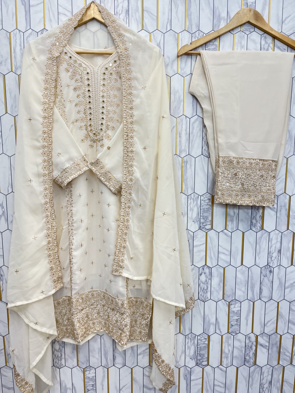 Embroidered Faux Georgette Suit Set