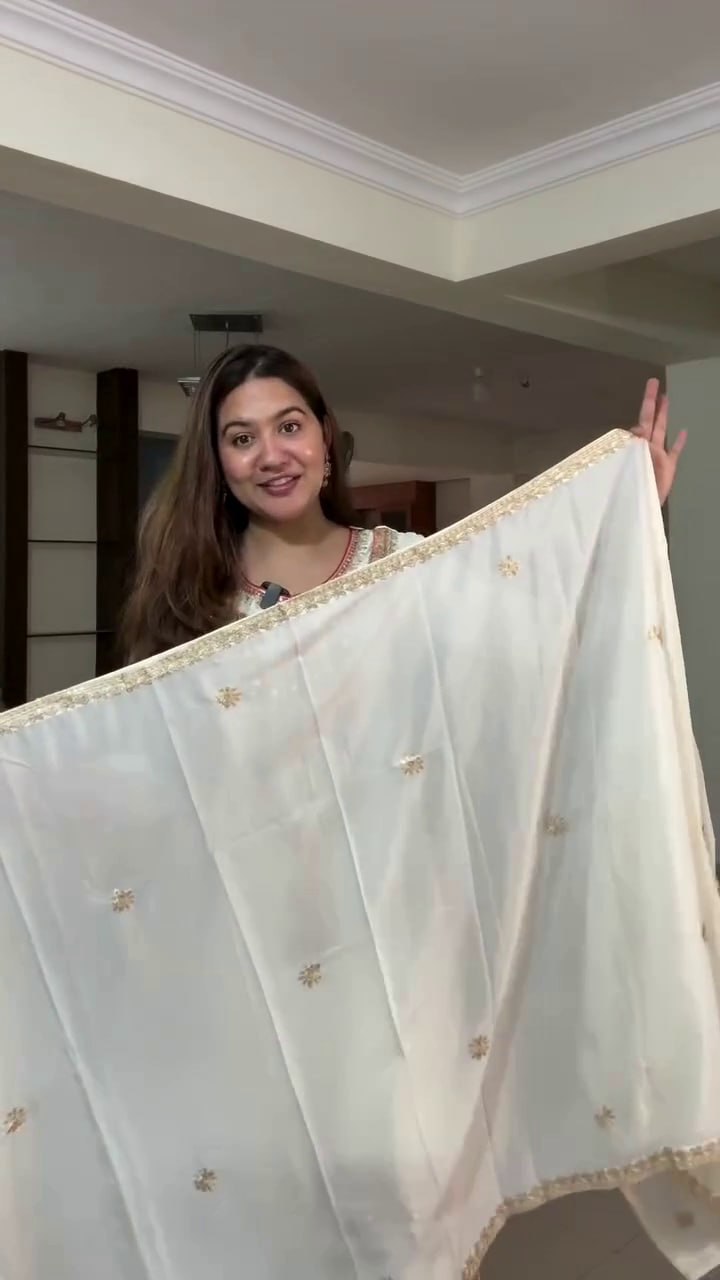 Elegant Embroidered Chinon Silk Suit Set