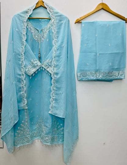 Embroidered Fox Georgette Suit Set