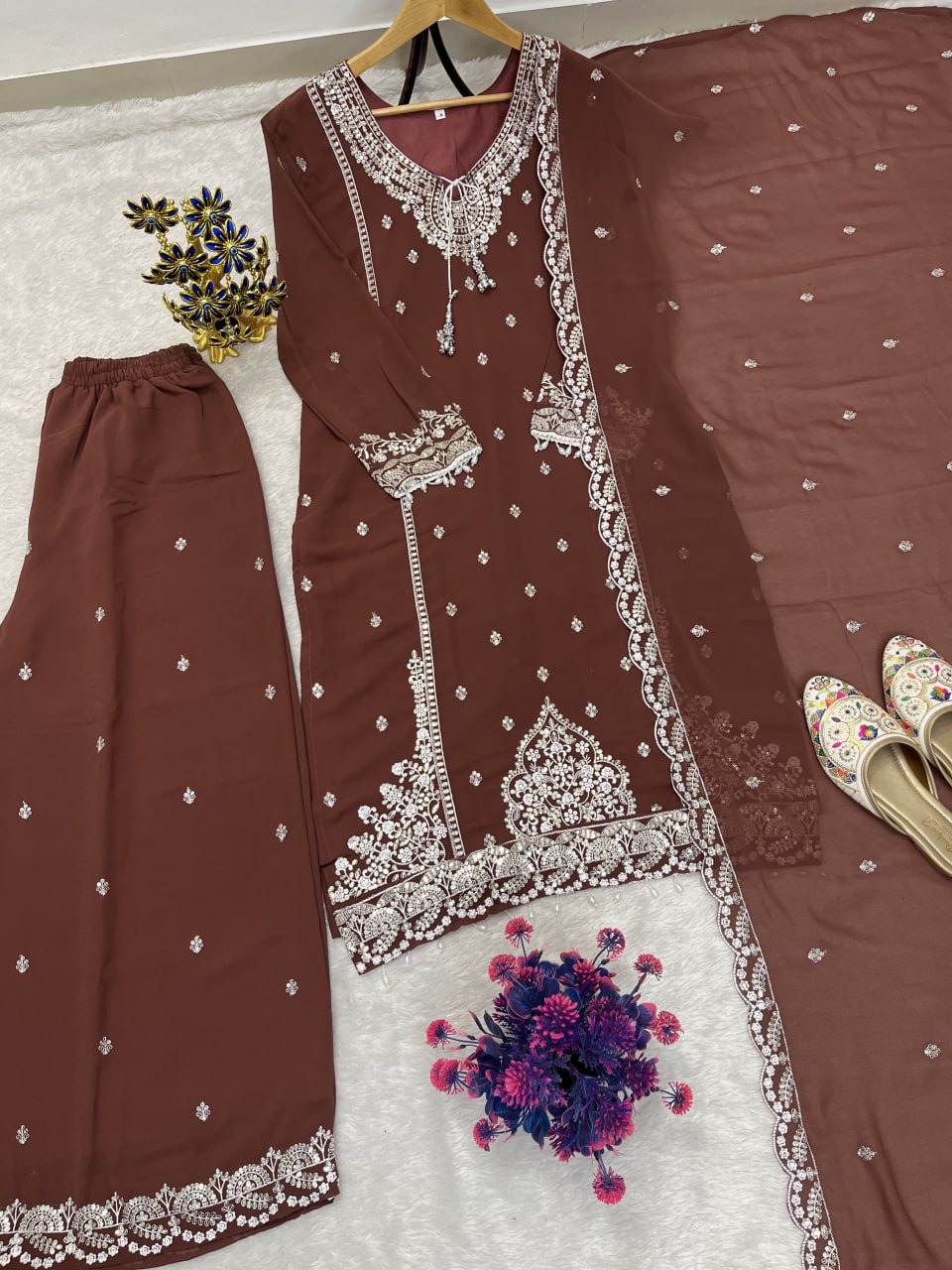 Embroidered Fox Georgette Suit Set