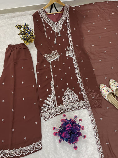 Embroidered Fox Georgette Suit Set