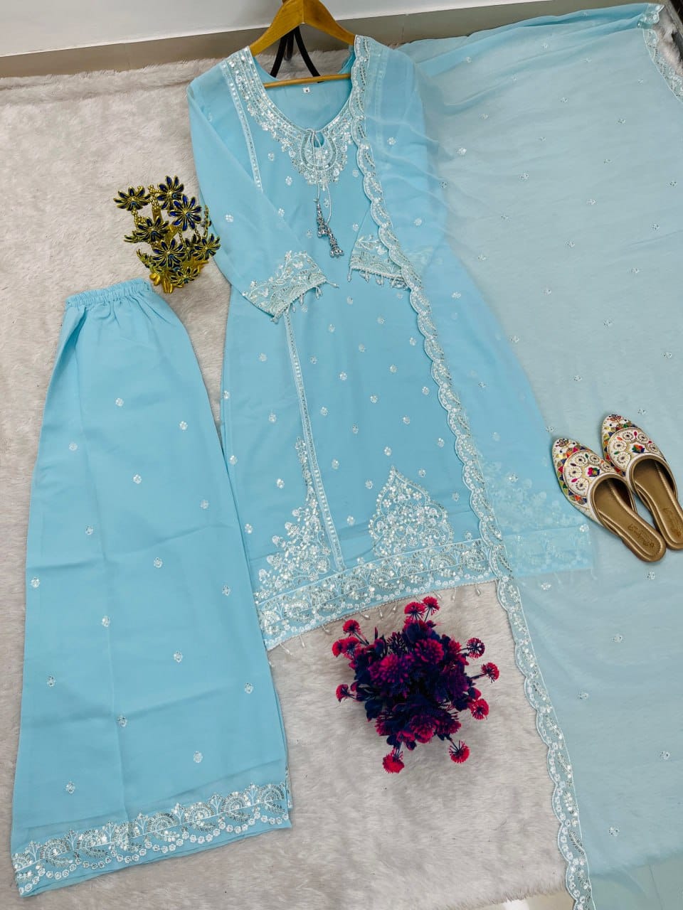 Embroidered Fox Georgette Suit Set