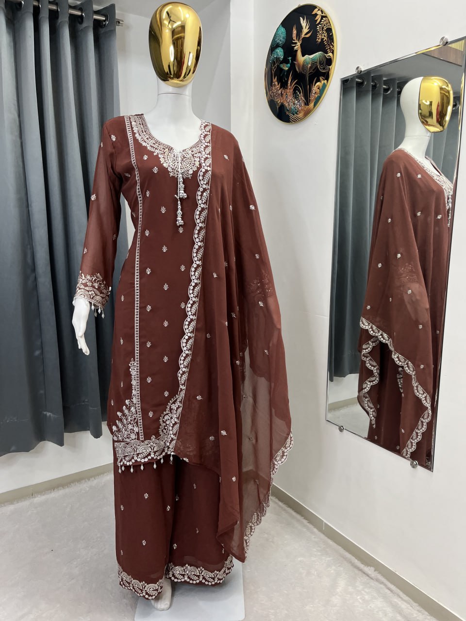 Embroidered Fox Georgette Suit Set