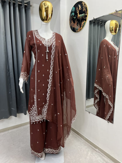 Embroidered Fox Georgette Suit Set