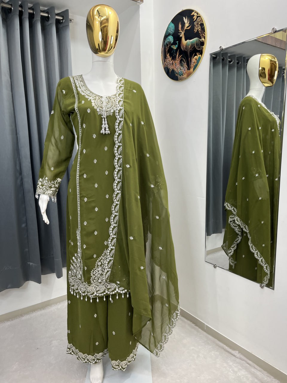 Embroidered Fox Georgette Suit Set