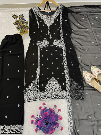 Embroidered Fox Georgette Suit Set