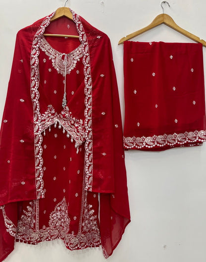 Embroidered Fox Georgette Suit Set