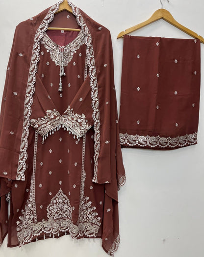 Embroidered Fox Georgette Suit Set
