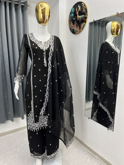 Embroidered Fox Georgette Suit Set