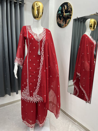 Embroidered Fox Georgette Suit Set