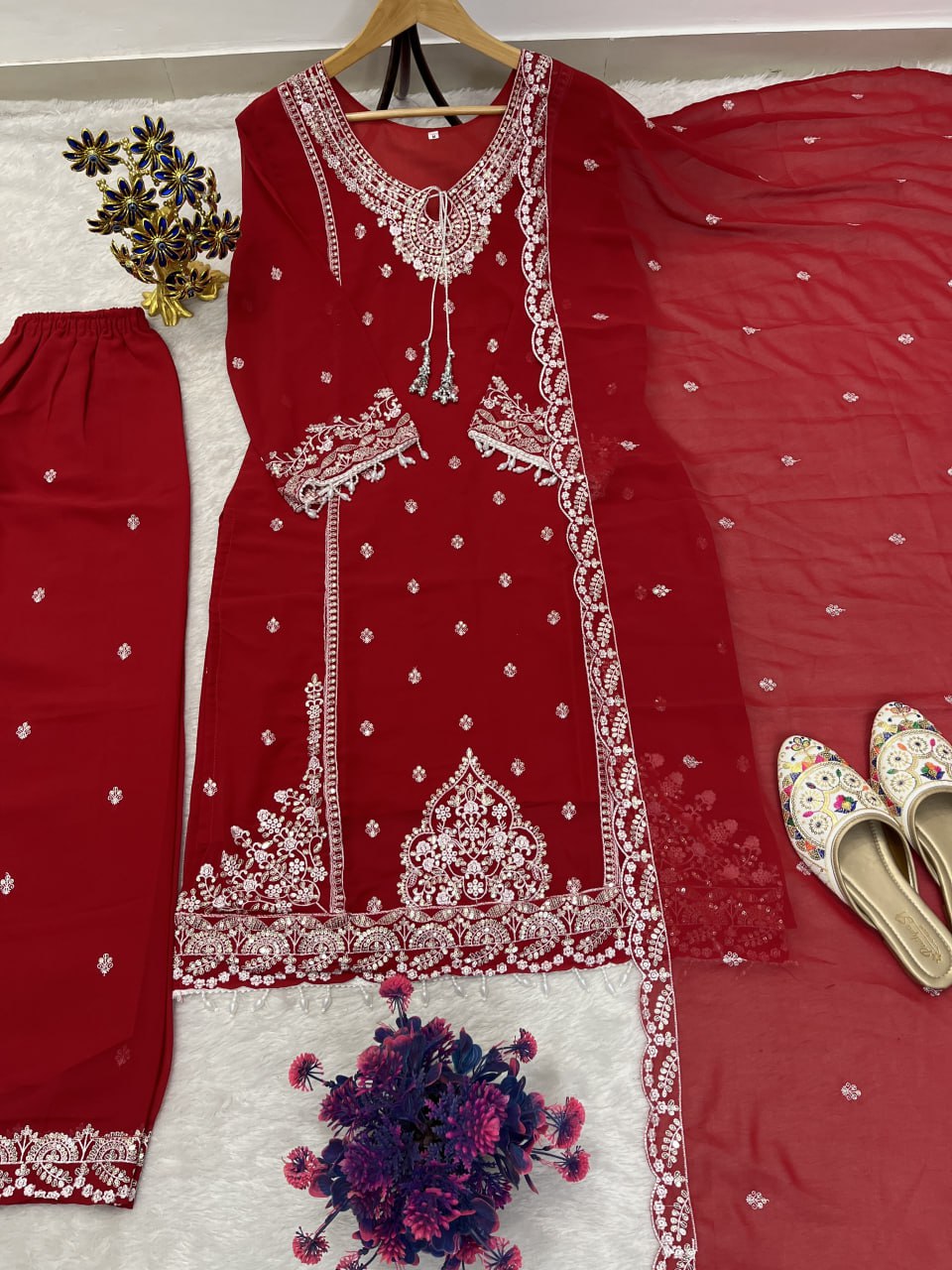 Embroidered Fox Georgette Suit Set