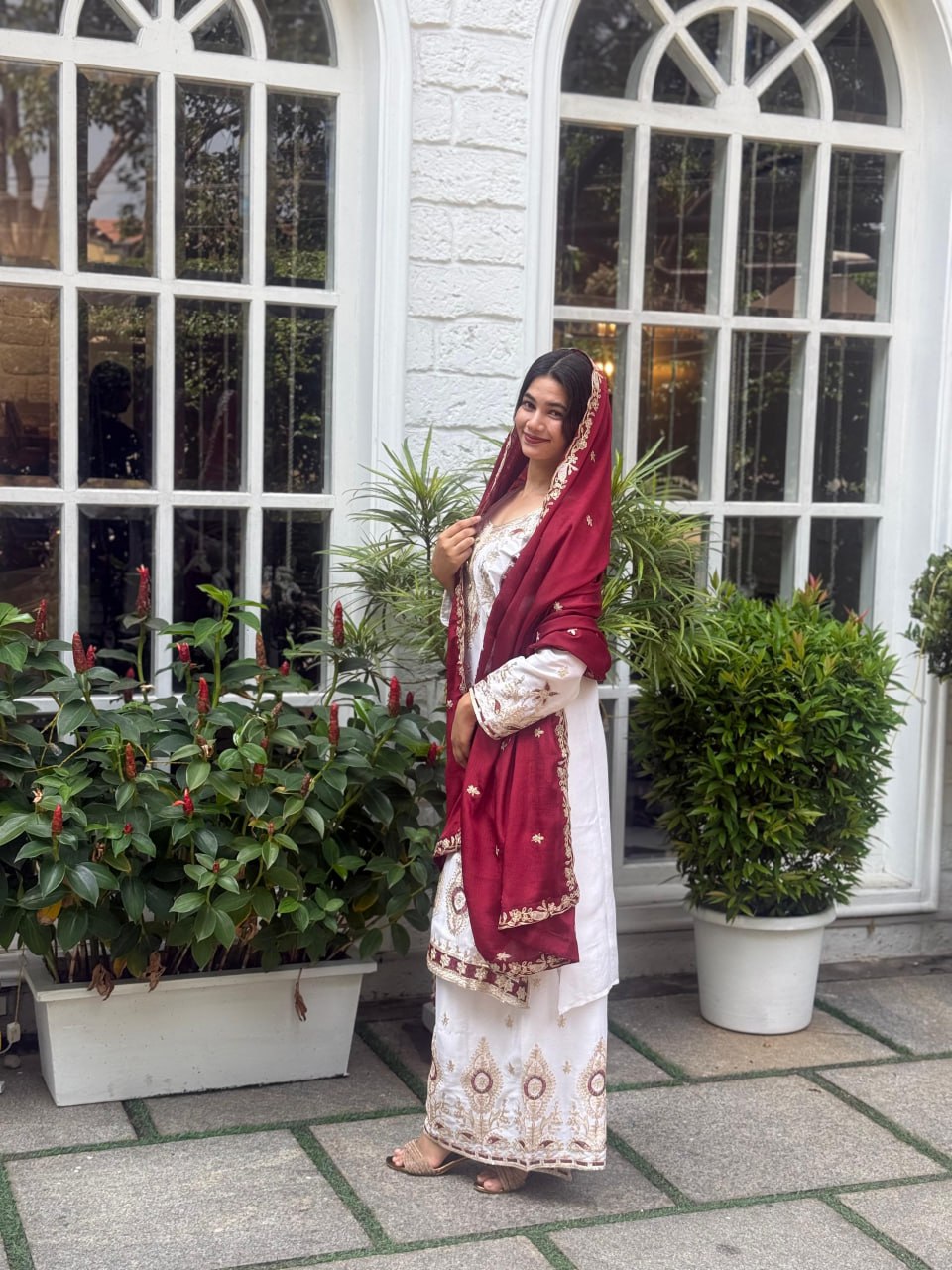 Festive Grace Chinon Silk Embroidered Suit Set