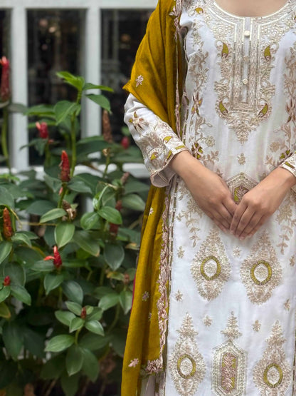 Festive Grace Chinon Silk Embroidered Suit Set