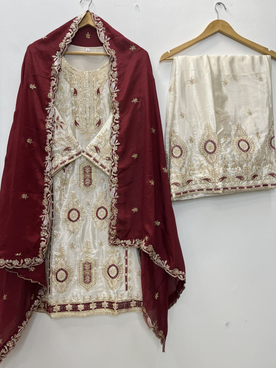 Festive Grace Chinon Silk Embroidered Suit Set