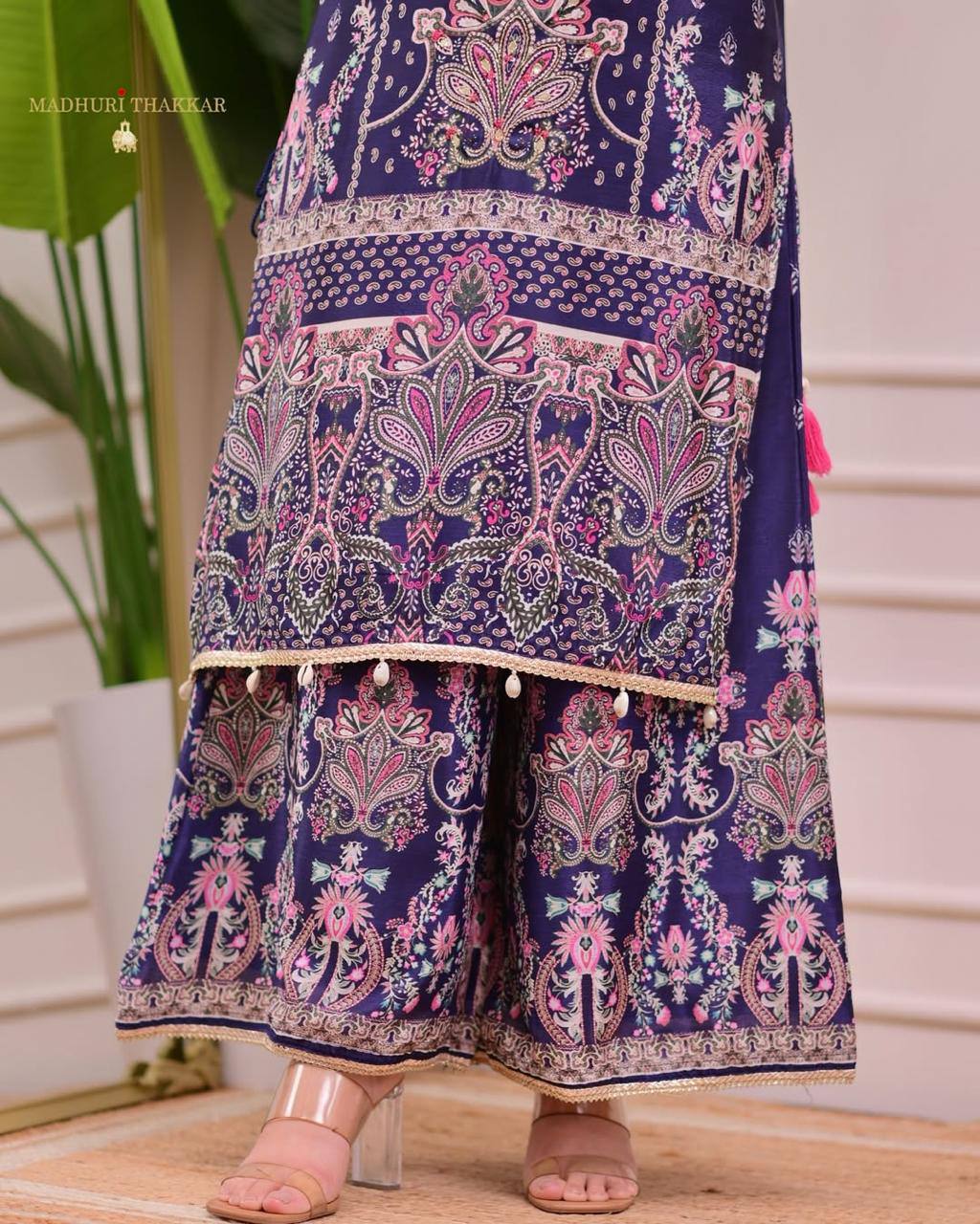 Graceful Bloom Chinon Silk Printed Suit Set