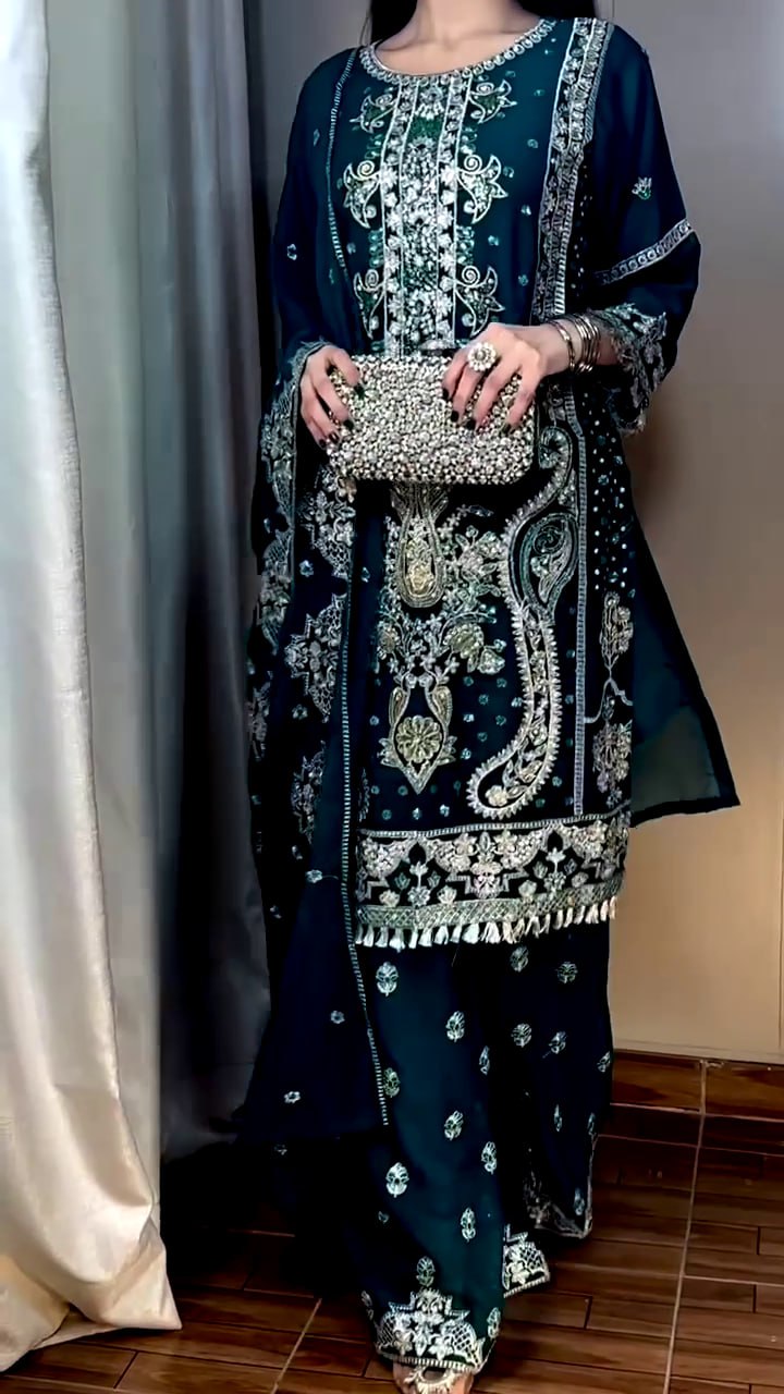 Noor Elegance Fox Georgette Embroidered Suit Set